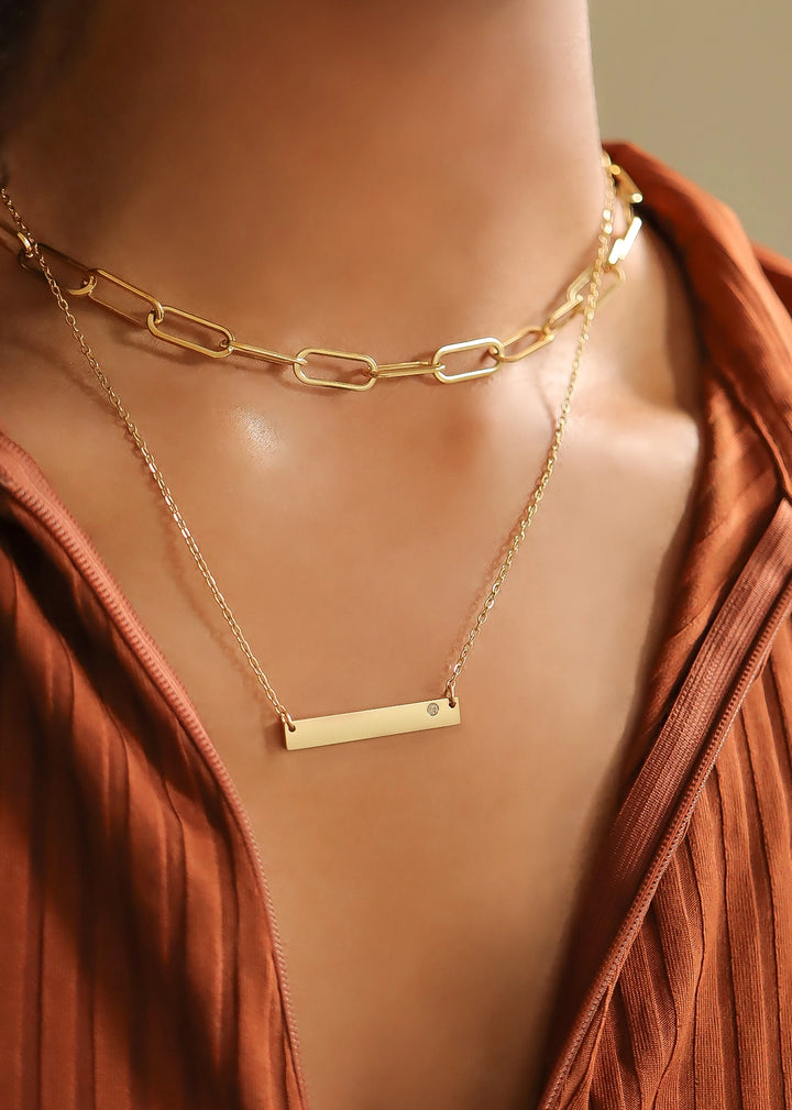 Golden Bar Necklace - Engraving