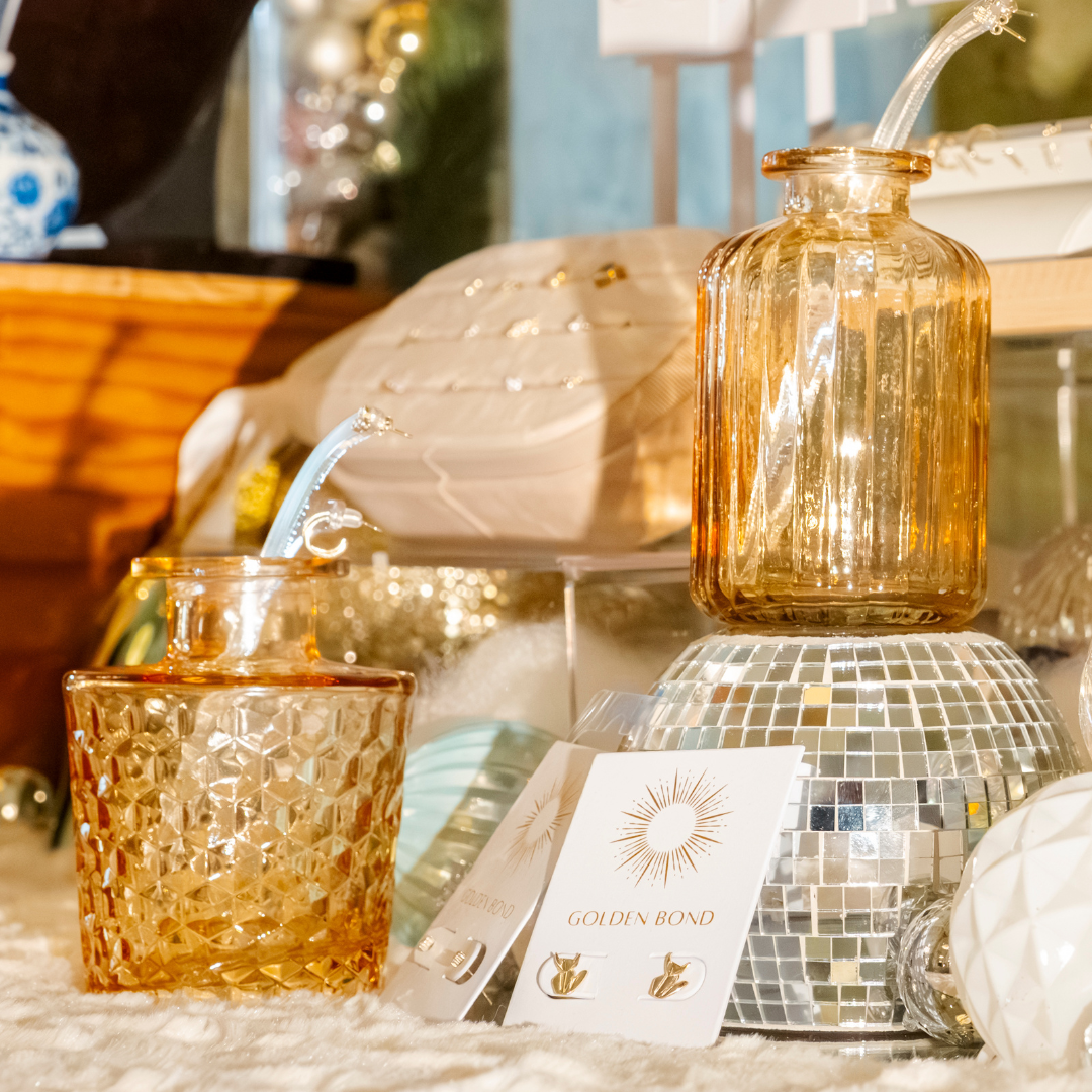 earrings on a table display for a corporate party