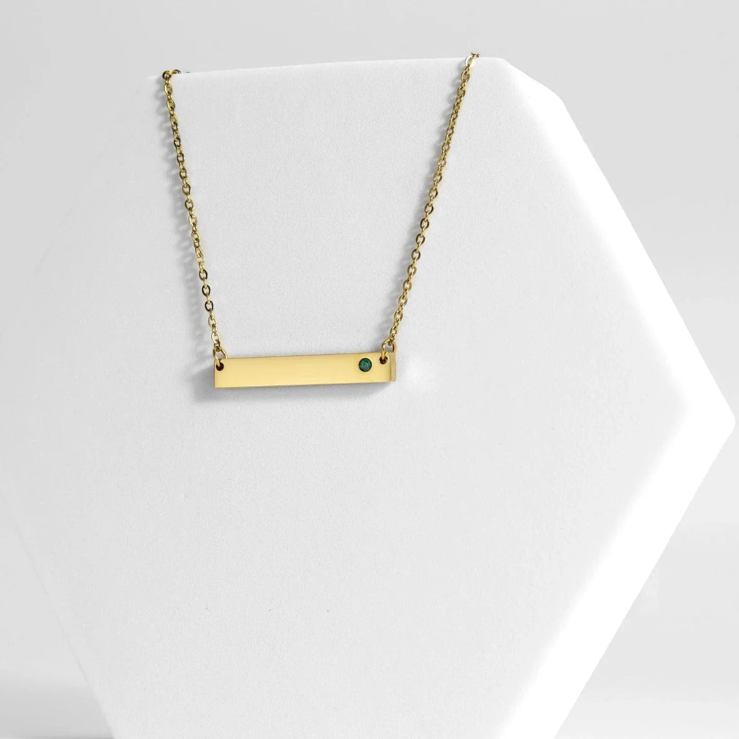 Put Meaning Behind A Birthstone Charm Bar Necklace - Engrave It