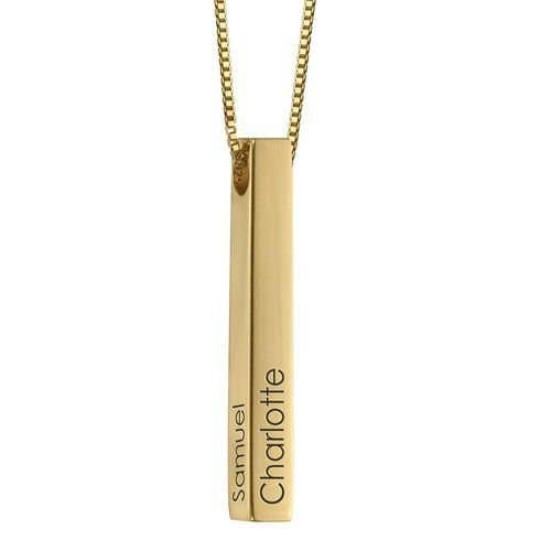 Custom Name Bar Pendant Necklace in 925 Sterling Silver