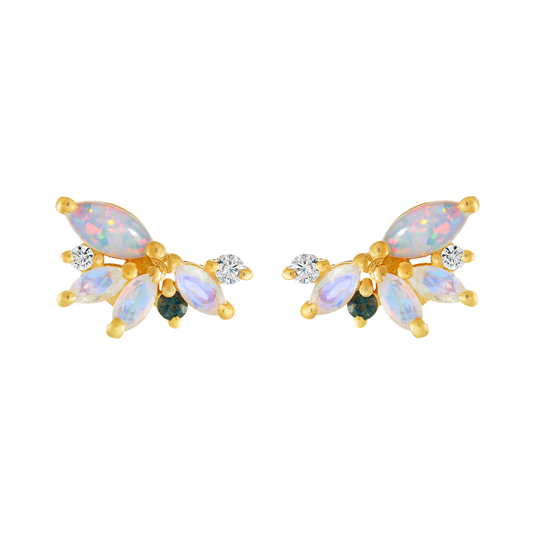 Opal & Diamond - Abstract Butterfly Studs