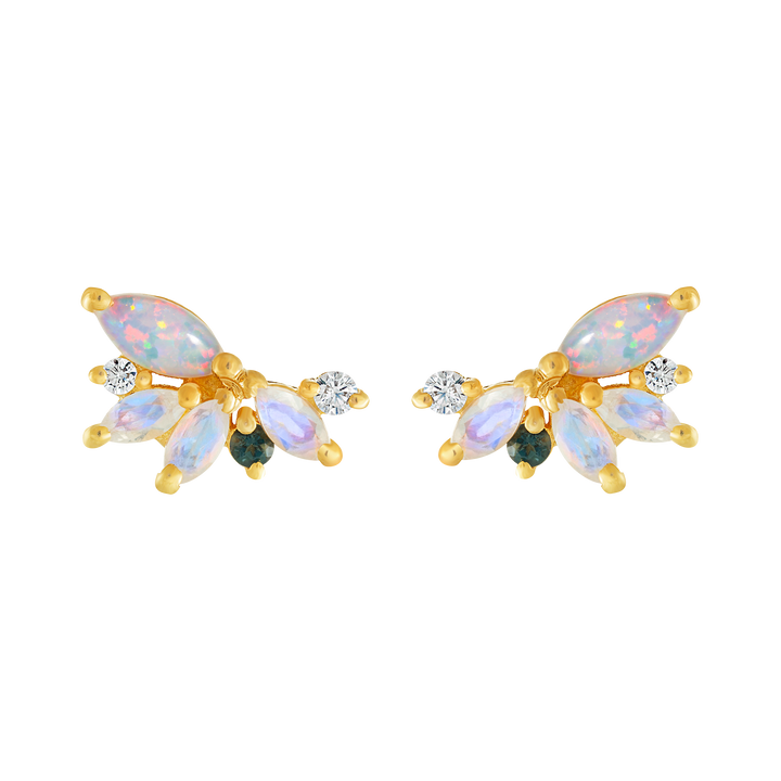 Opal & Diamond - Abstract Butterfly Studs