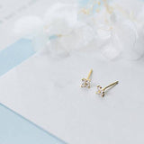Tiny Four Petal Flower Stud Earrings
