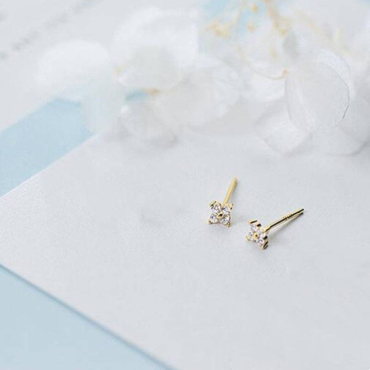 Tiny Four Petal Flower Stud Earrings