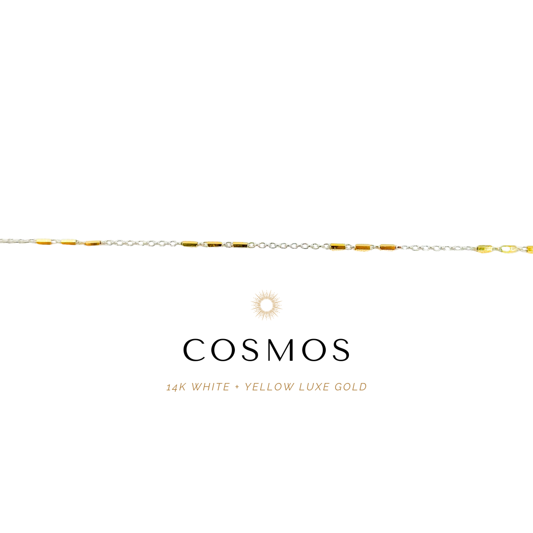 Cosmos Anklet - 14k Gold Luxe - Two-Tone Tri Bar - Celestial Chain