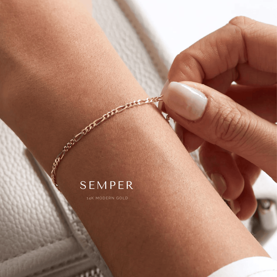Hermes Anklet - 14k Gold Modern + 925 Silver