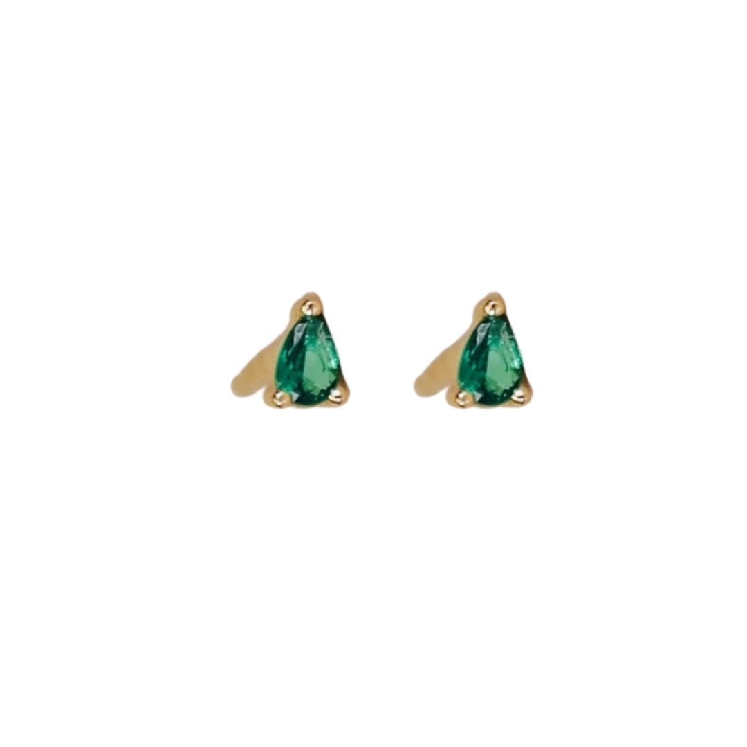 Tiny Emerald Drop Stud