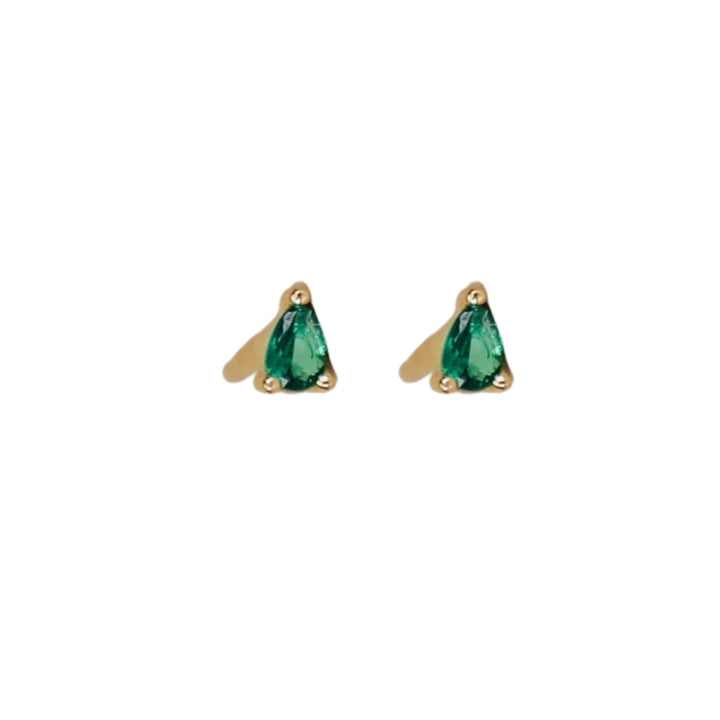 Tiny Emerald Drop Stud